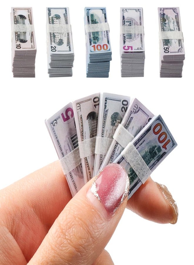 loghohu 500 Pcs Miniature Scene Dollars 1:12 Mini Dollar Fake Bills 5 10 20 50 100 Dollar Bills Prop Money Realistic Mini Simulation Dollar Toy Banknote for Dollhouse Scene Model Craft Decoration Accessories - Image 1